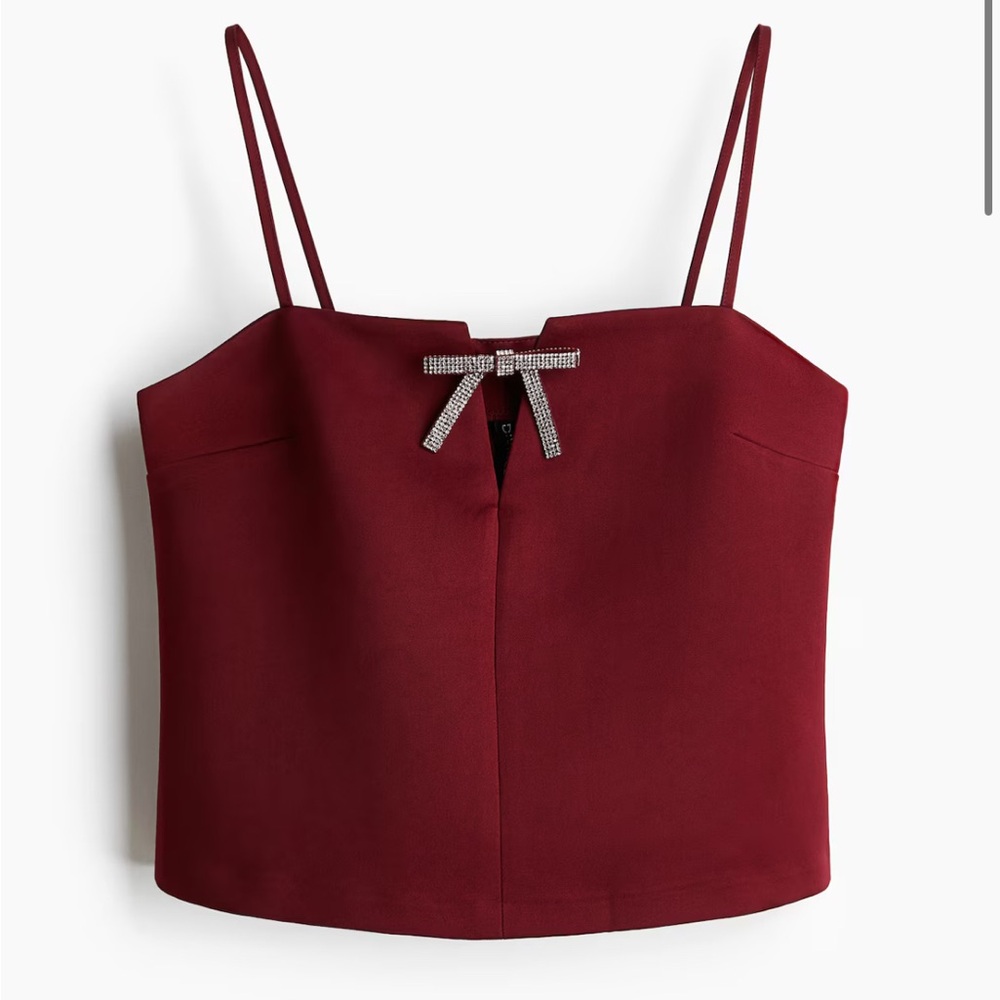 H&M Elegant Burgundy Women's Top with Bow Detail. NWT